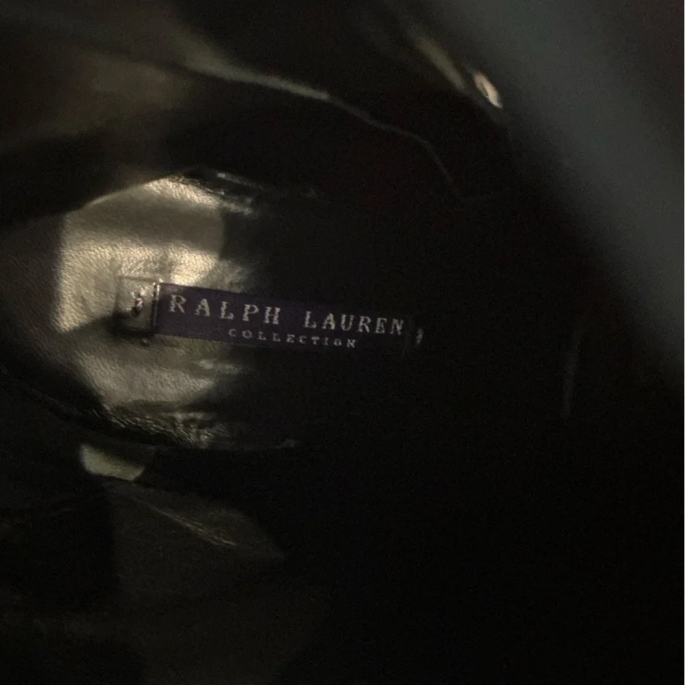 Ralph Lauren Black Suede Stiletto Ankle Boots Purple Label Made in Italy Sz 8.5